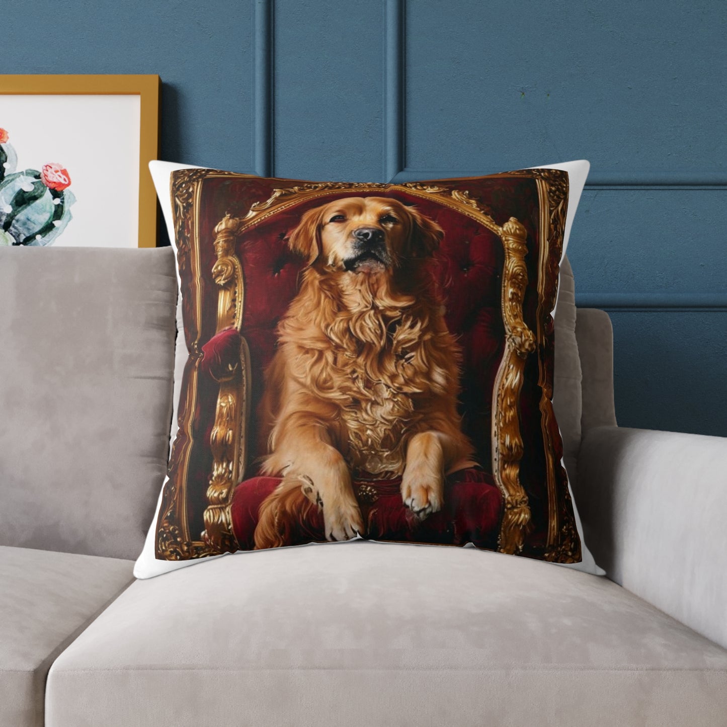Custom Pet Portrait Square Canvas Pillow | Funny Pet Gift