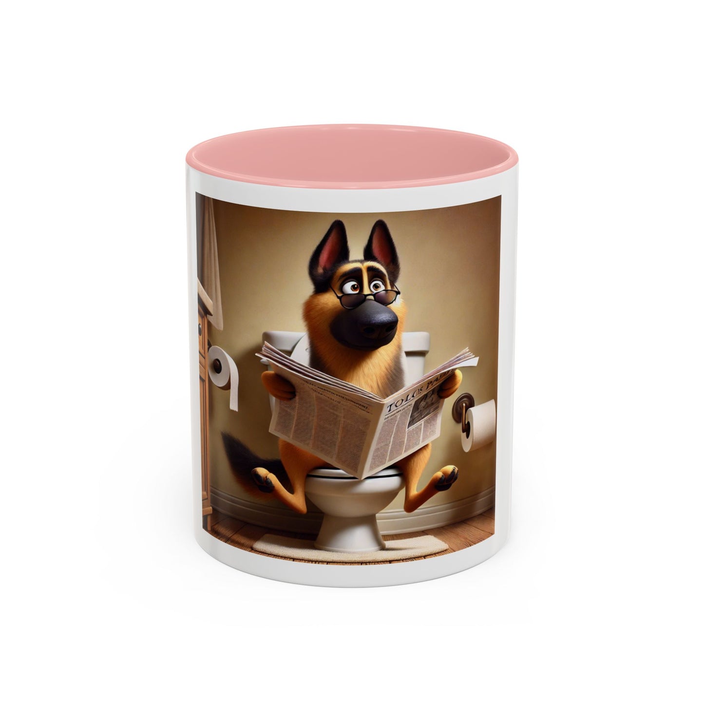Funny German Shepherd Reading Newspaper Coffee Mug — Dog Lover Accent Mug
