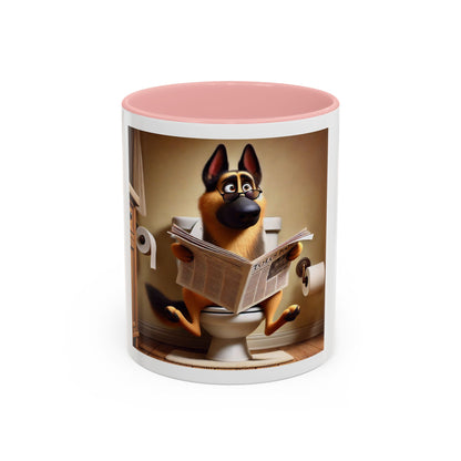 Funny German Shepherd Reading Newspaper Coffee Mug — Dog Lover Accent Mug