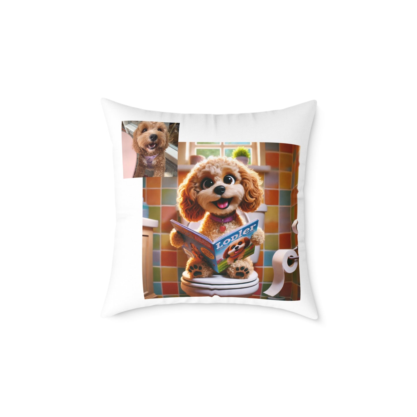 Custom Pet Portrait Square Canvas Pillow | Funny Pet Gift