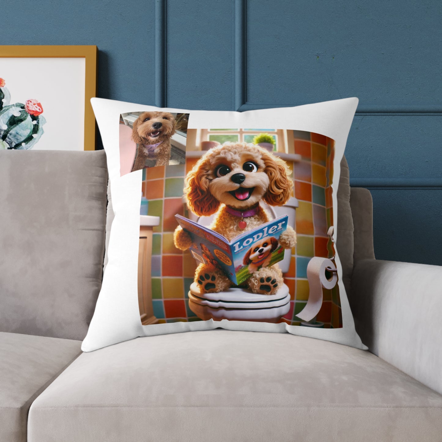 Custom Pet Portrait Square Canvas Pillow | Funny Pet Gift