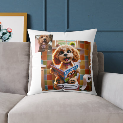 Custom Pet Portrait Square Canvas Pillow | Funny Pet Gift