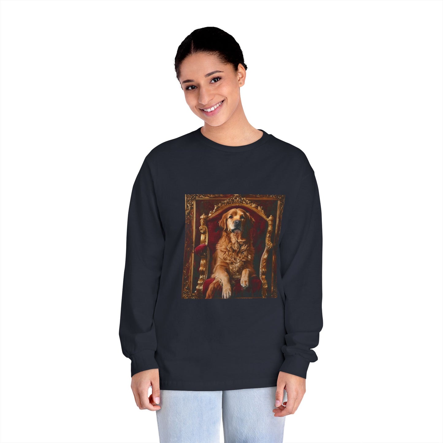 Custom Pet Toilet Throne Portrait Unisex Long Sleeve T-Shirt | Funny Pet Gift Tees for Cat & Dog Owners