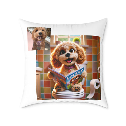 Custom Pet Portrait Square Canvas Pillow | Funny Pet Gift
