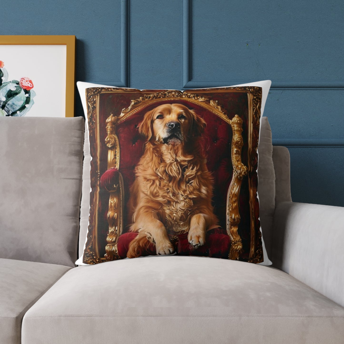 Custom Pet Portrait Square Canvas Pillow | Funny Pet Gift