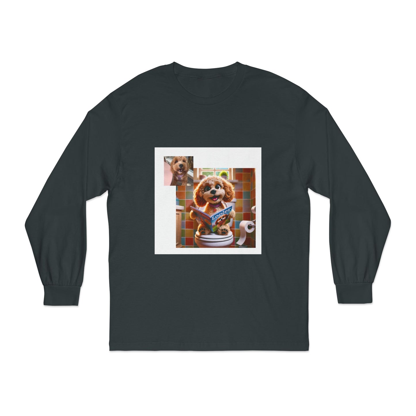 Custom Pet Toilet Throne Unisex Long Sleeve T-Shirt | Funny Pet Mom or Dad Gift for Cat and Dog Owners