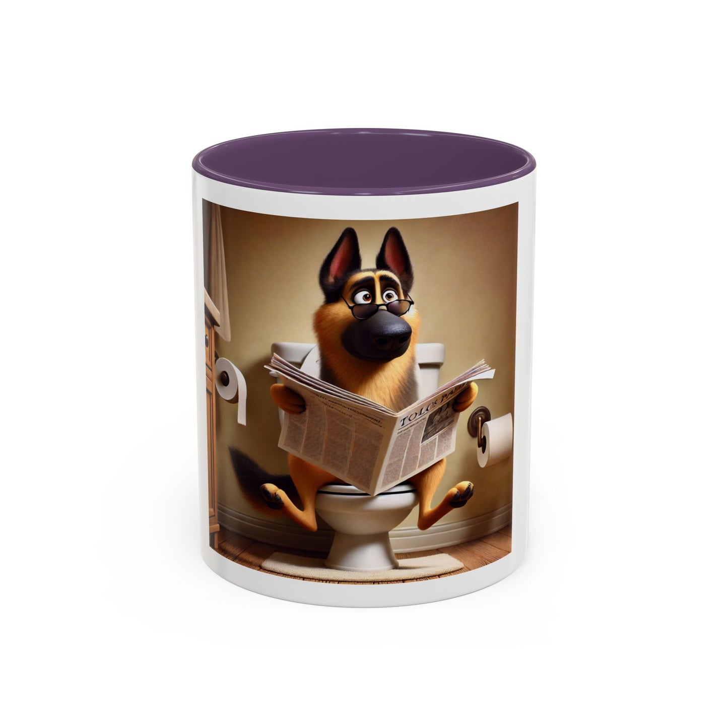 Funny German Shepherd Reading Newspaper Coffee Mug — Dog Lover Accent Mug