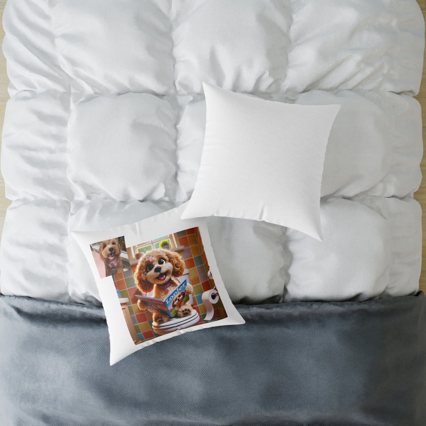 Custom Pet Portrait Square Canvas Pillow | Funny Pet Gift