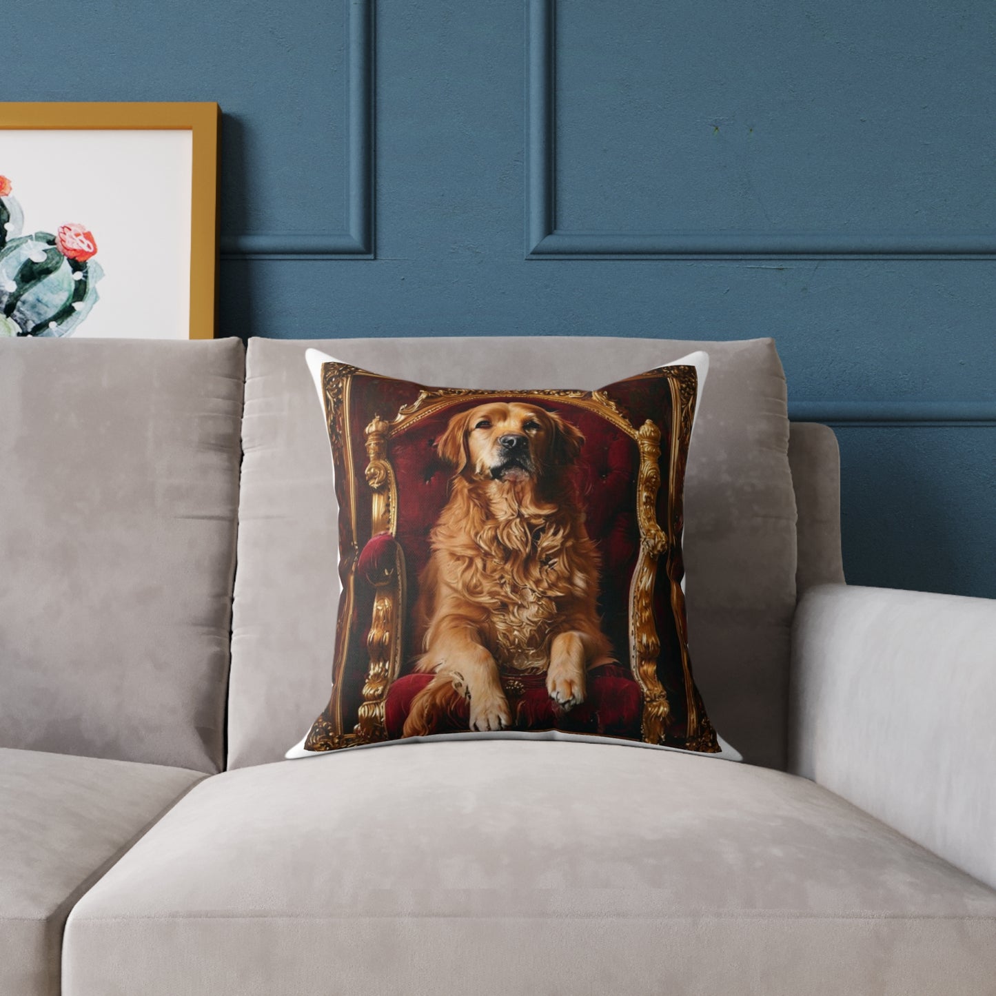 Custom Pet Portrait Square Canvas Pillow | Funny Pet Gift