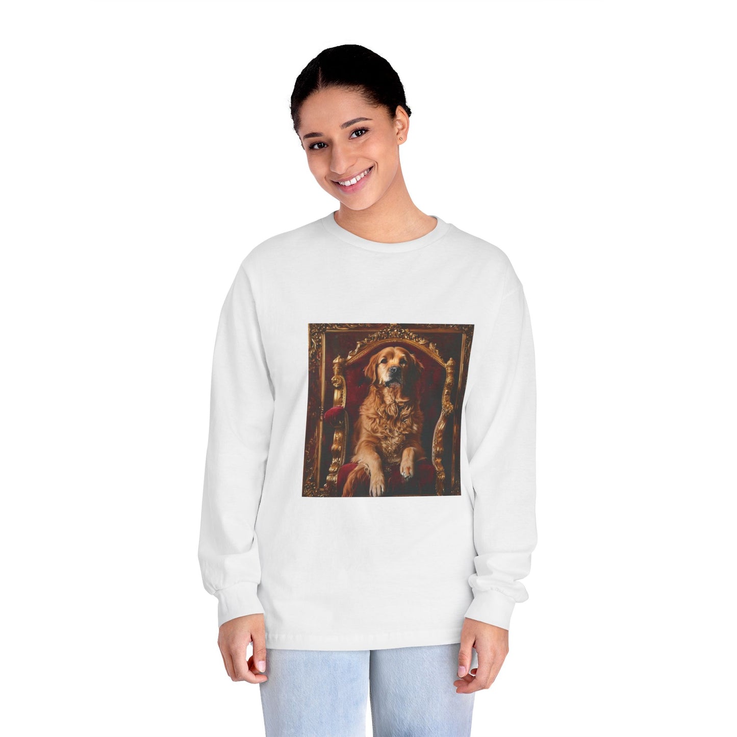 Custom Pet Toilet Throne Portrait Unisex Long Sleeve T-Shirt | Funny Pet Gift Tees for Cat & Dog Owners