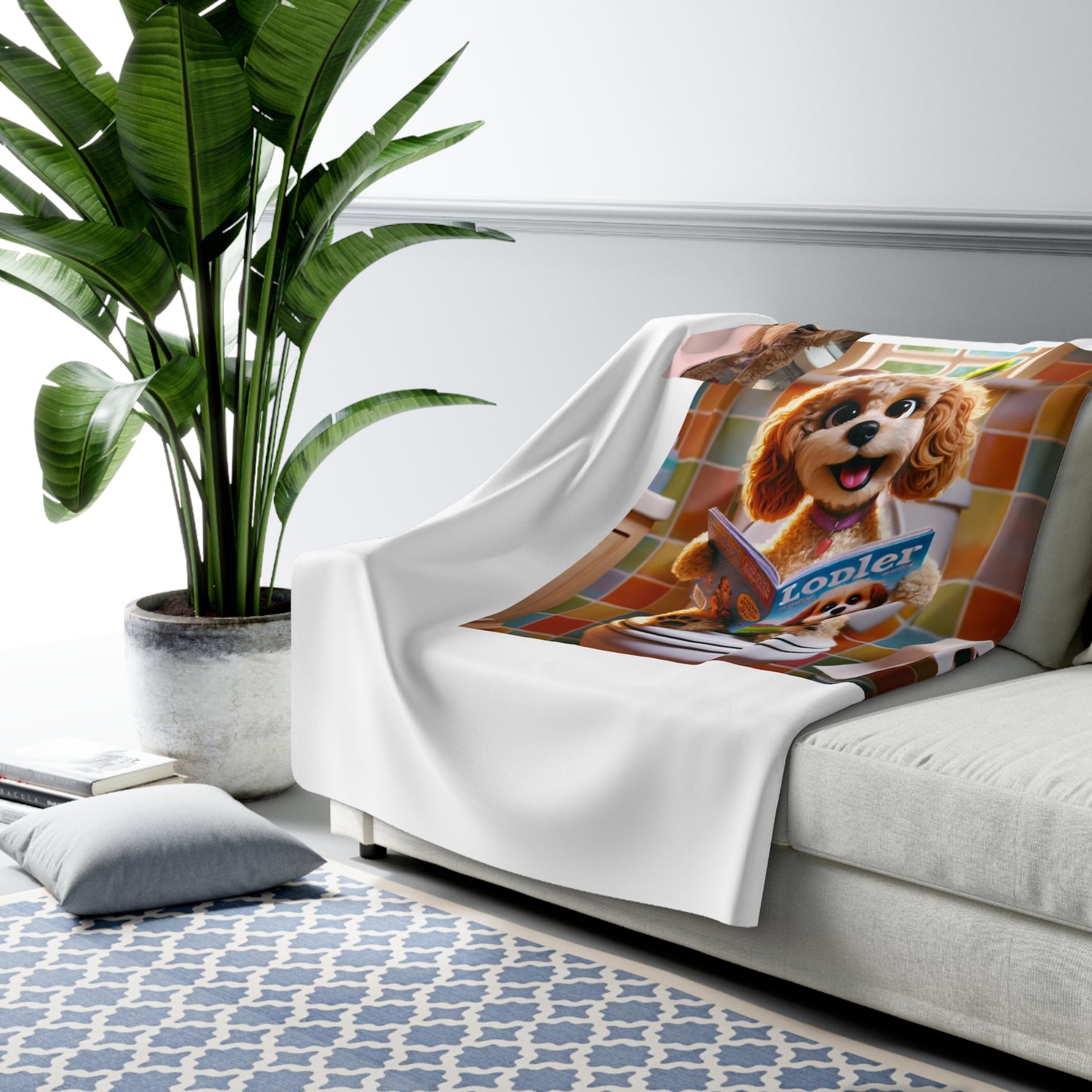 Custom Pet Portrait Sherpa Fleece Blanket | Funny Pet Gift