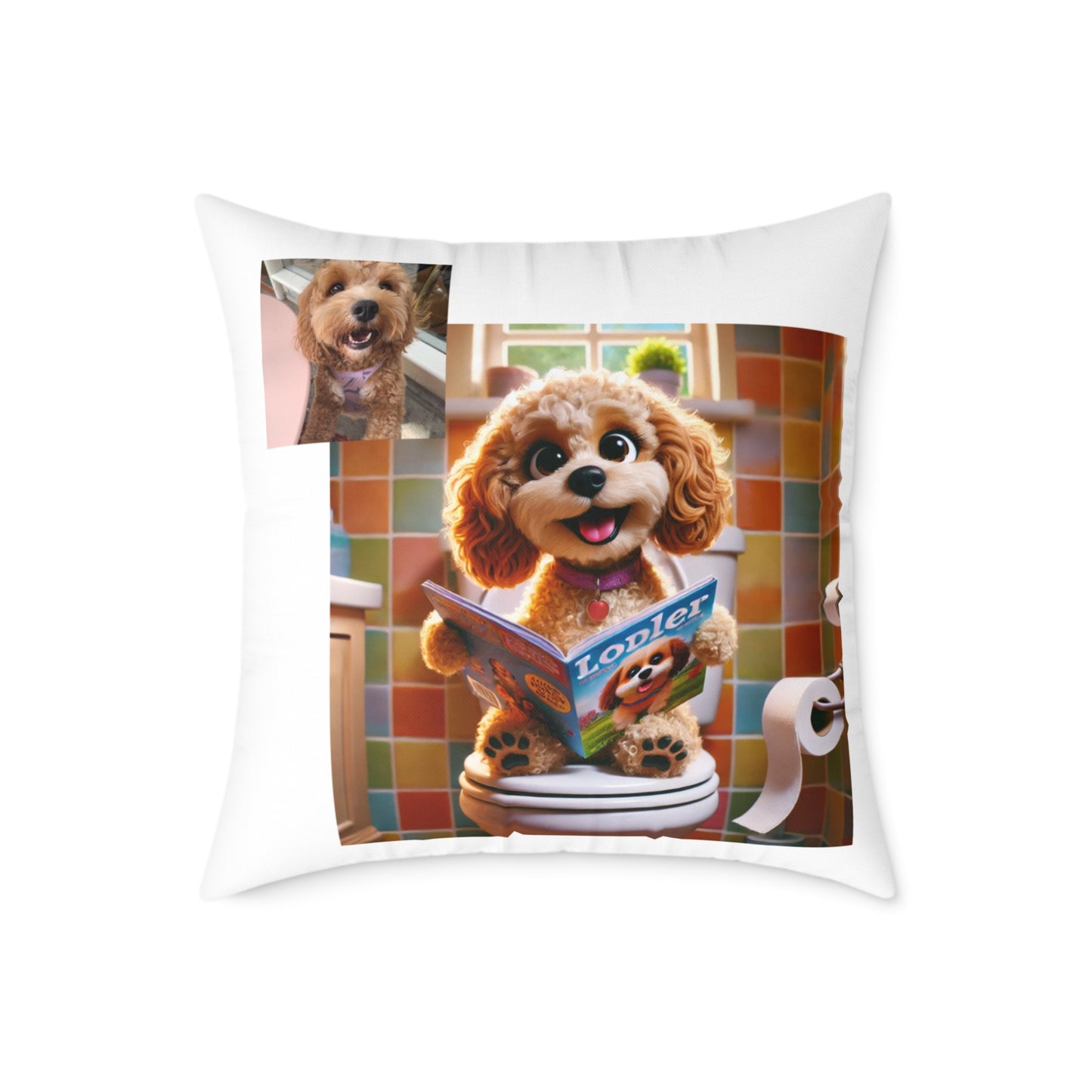 Custom Pet Portrait Square Canvas Pillow | Funny Pet Gift