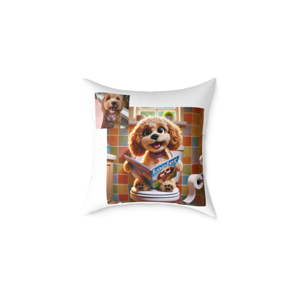 Custom Pet Portrait Square Canvas Pillow | Funny Pet Gift
