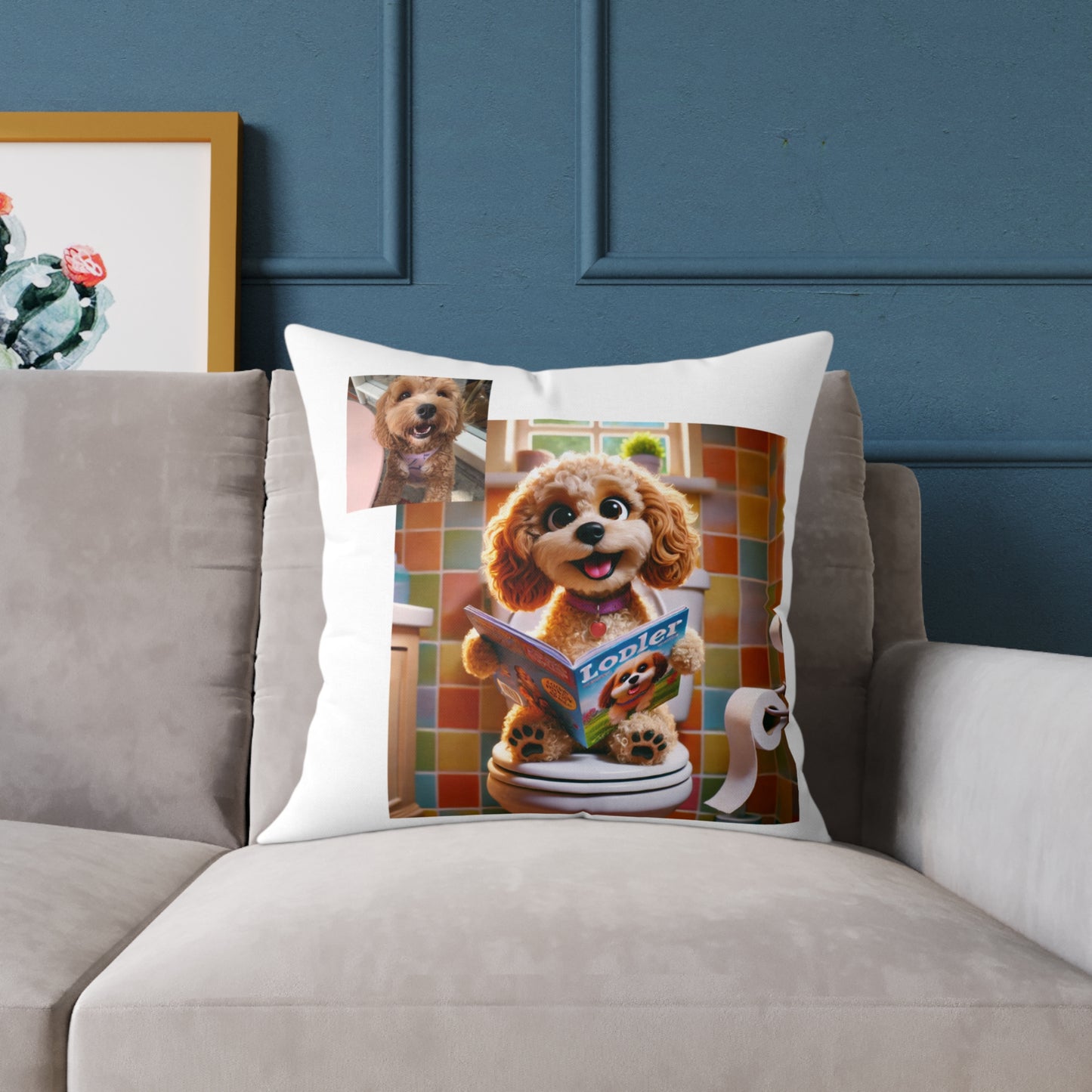 Custom Pet Portrait Square Canvas Pillow | Funny Pet Gift