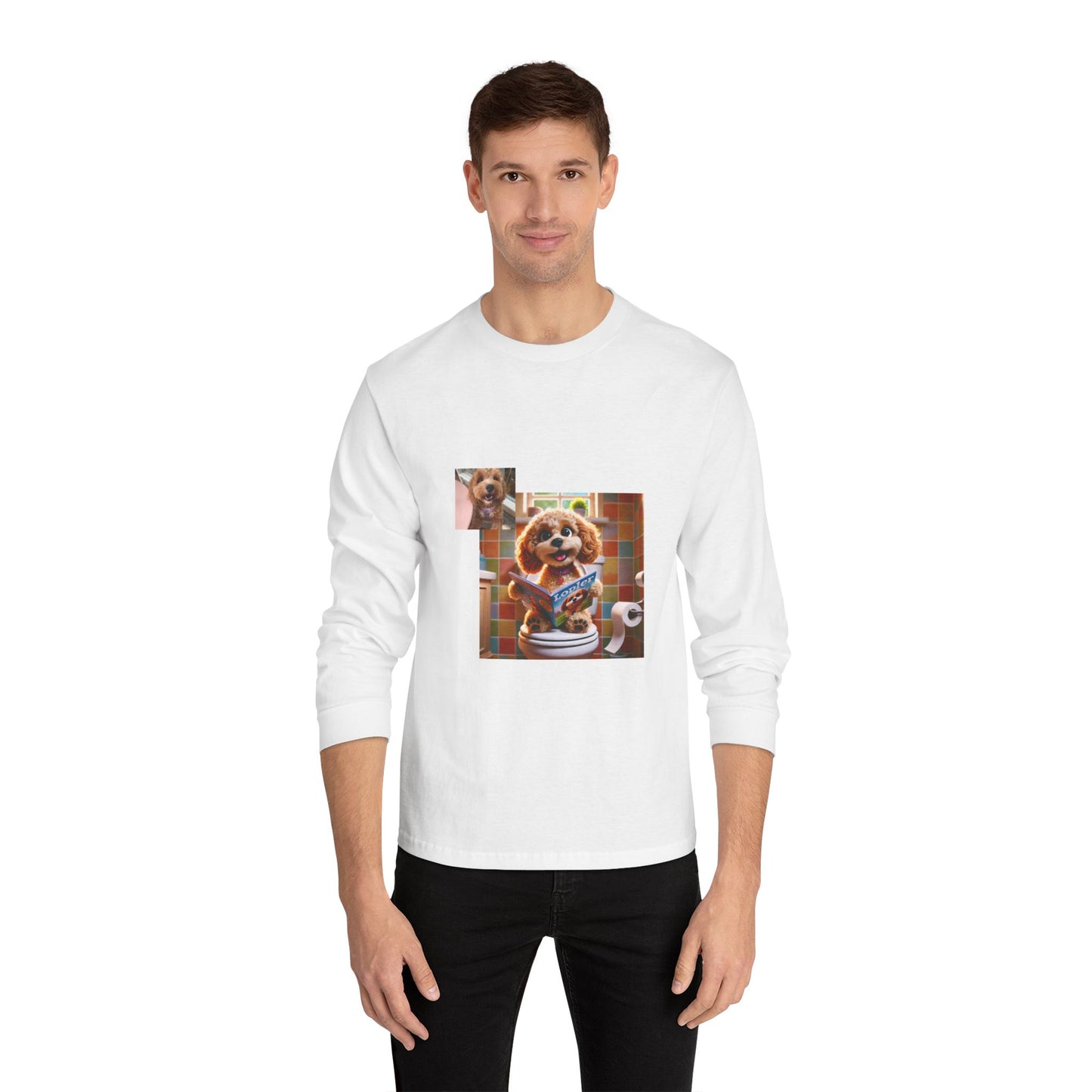 Custom Pet Toilet Throne Unisex Long Sleeve T-Shirt | Funny Pet Mom or Dad Gift for Cat and Dog Owners