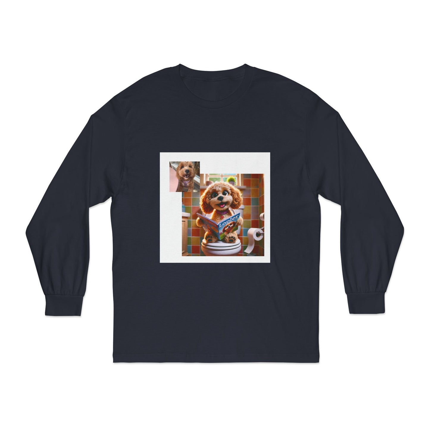 Custom Pet Toilet Throne Unisex Long Sleeve T-Shirt | Funny Pet Mom or Dad Gift for Cat and Dog Owners
