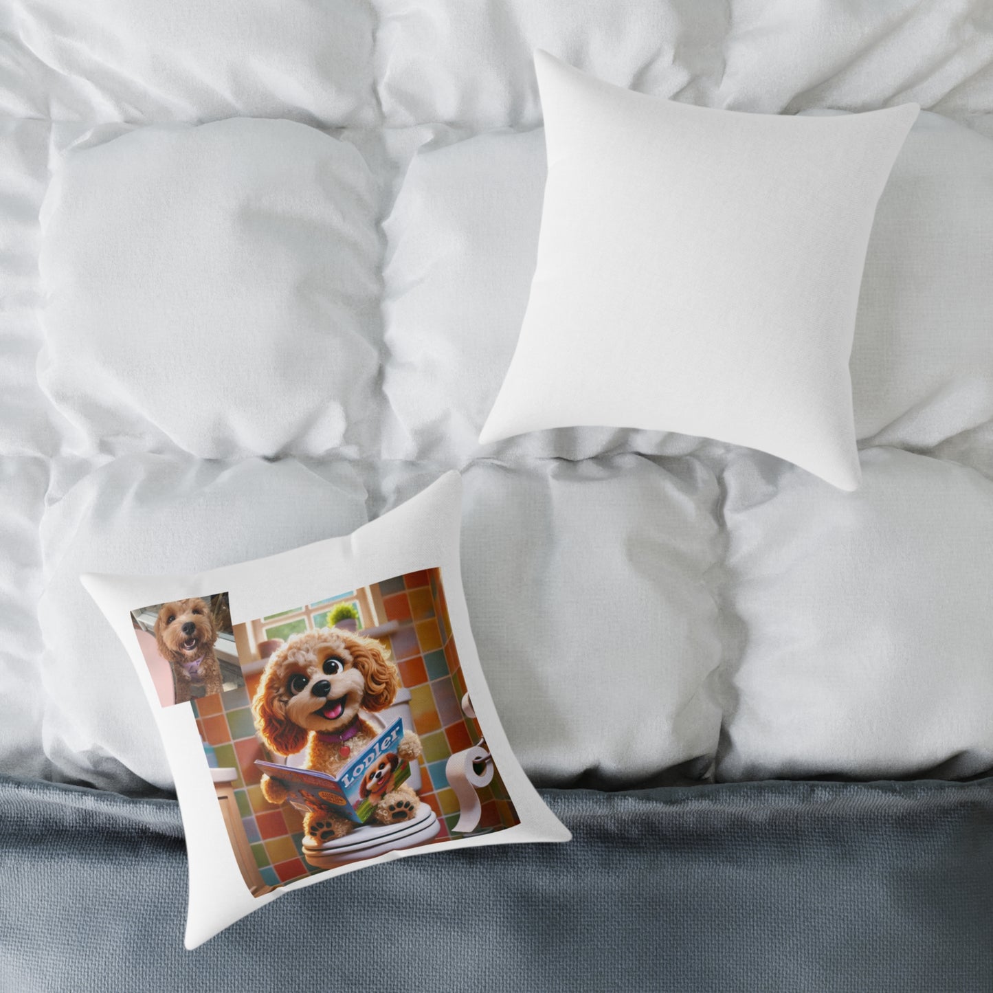 Custom Pet Portrait Square Canvas Pillow | Funny Pet Gift