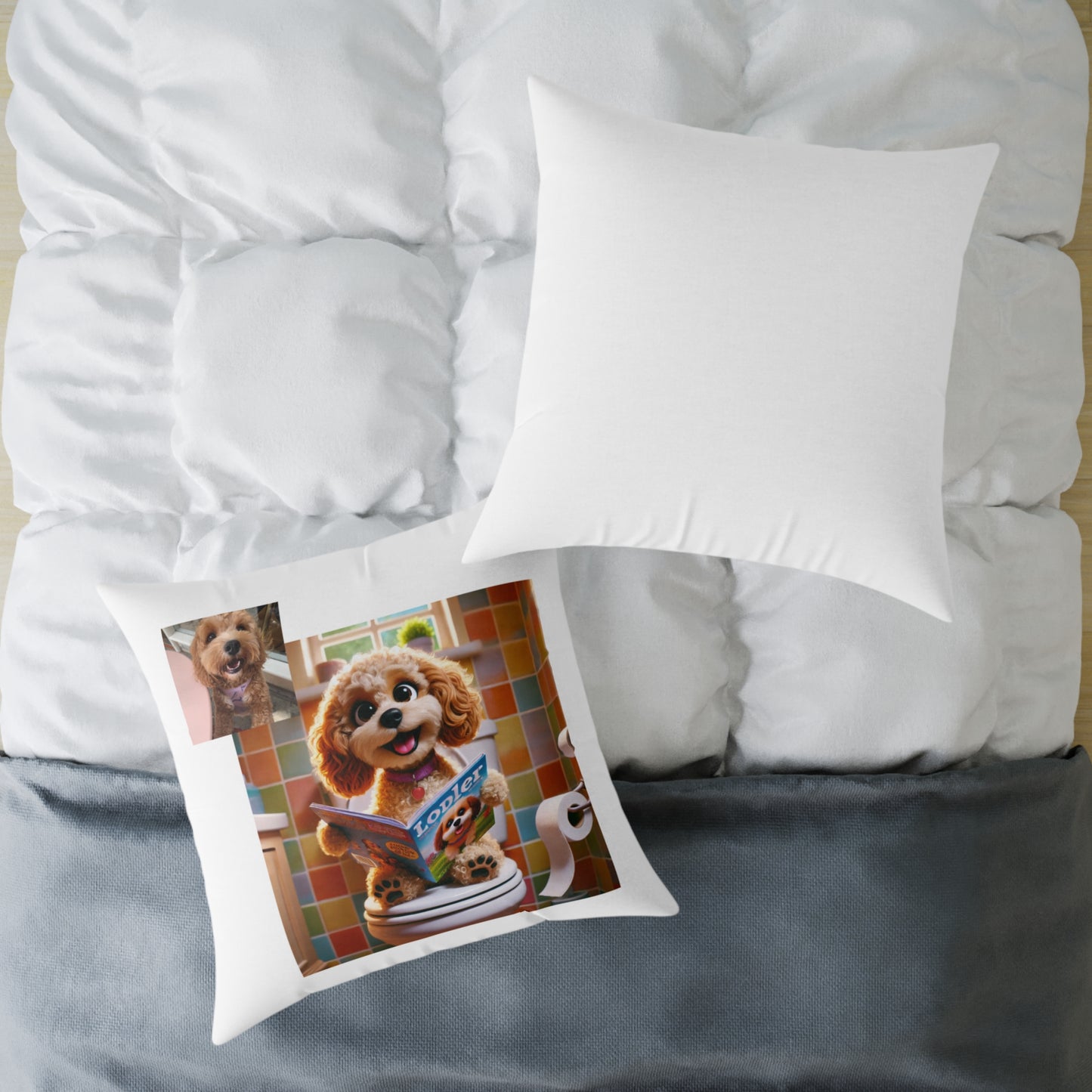 Custom Pet Portrait Square Canvas Pillow | Funny Pet Gift