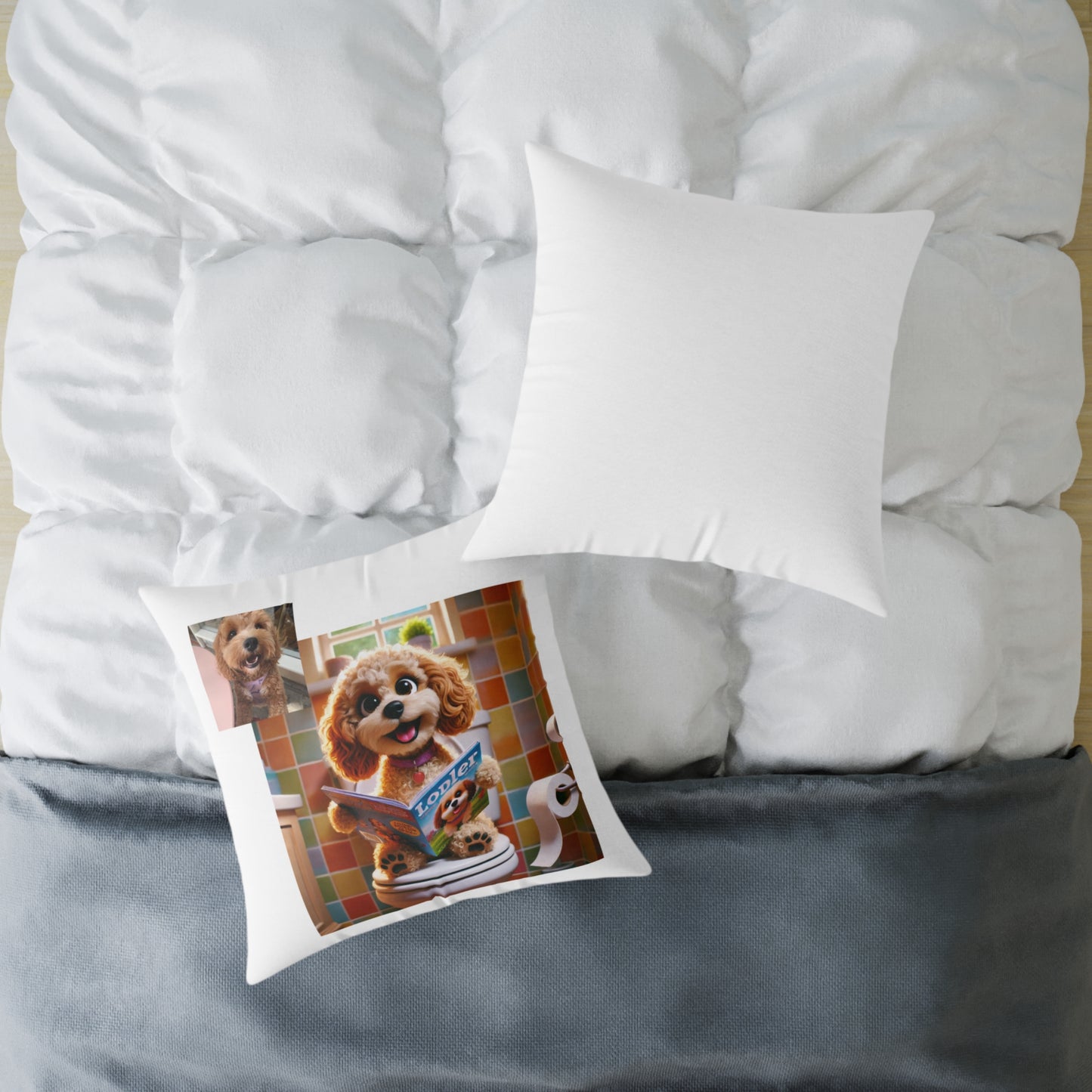 Custom Pet Portrait Square Canvas Pillow | Funny Pet Gift