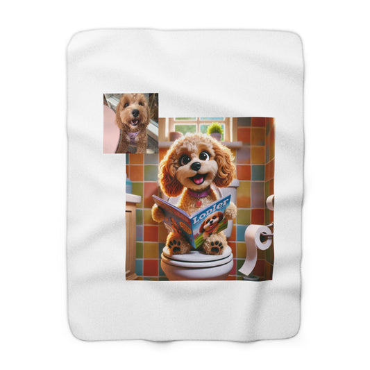 Custom Pet Portrait Sherpa Fleece Blanket | Funny Pet Gift