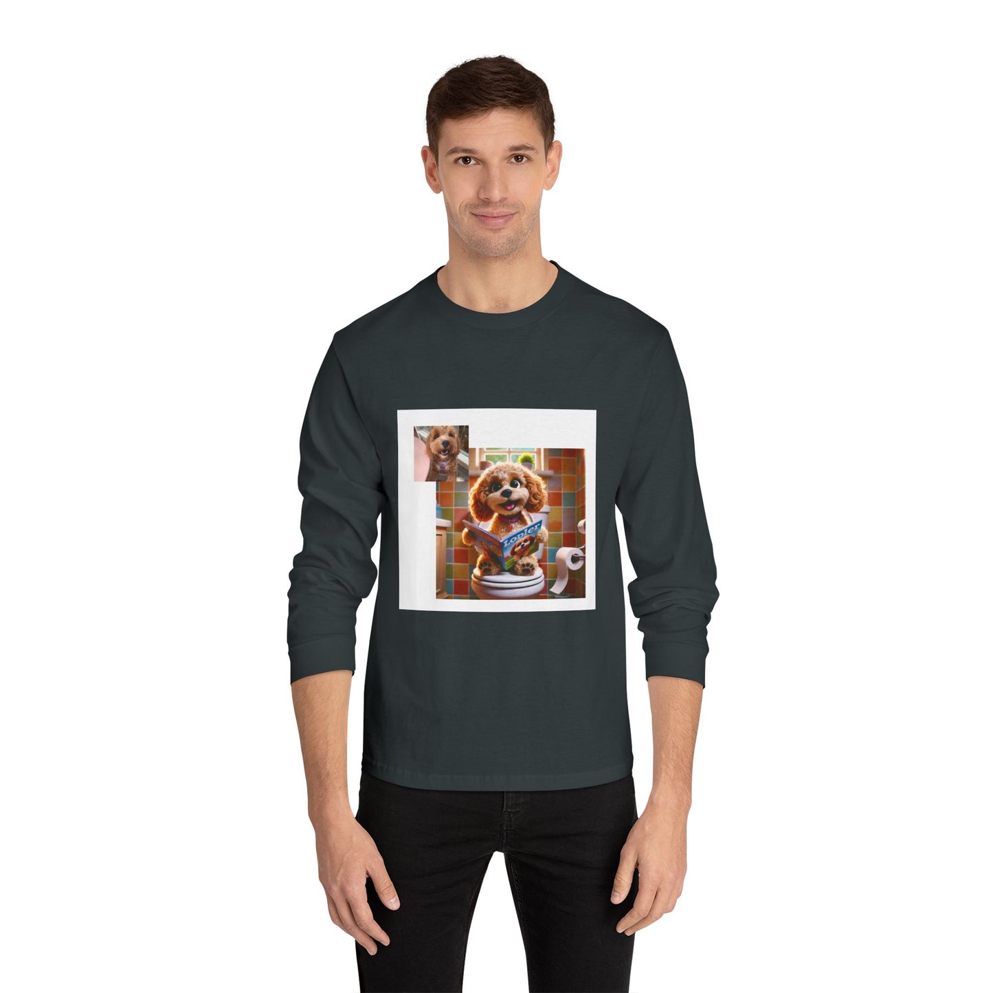 Custom Pet Toilet Throne Unisex Long Sleeve T-Shirt | Funny Pet Mom or Dad Gift for Cat and Dog Owners