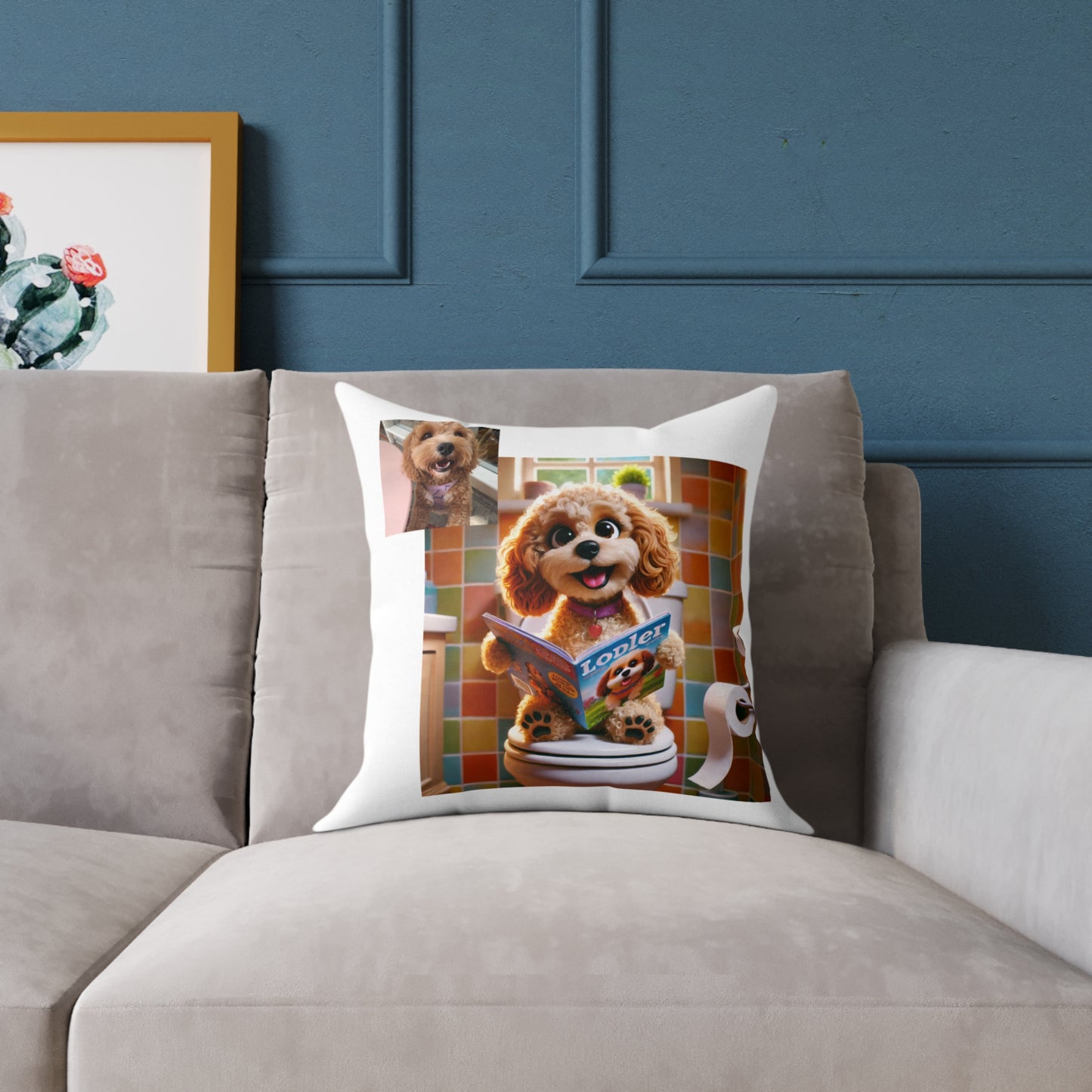 Custom Pet Portrait Square Canvas Pillow | Funny Pet Gift