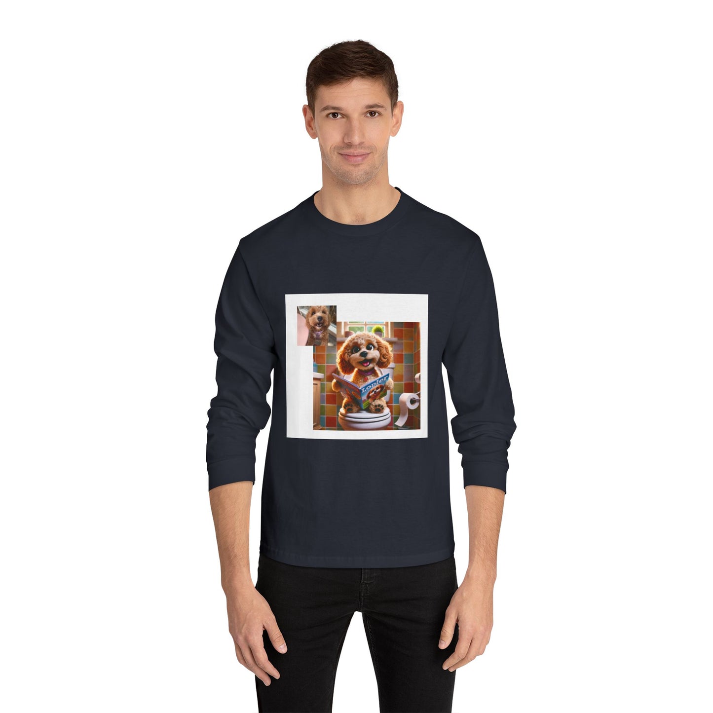 Custom Pet Toilet Throne Unisex Long Sleeve T-Shirt | Funny Pet Mom or Dad Gift for Cat and Dog Owners