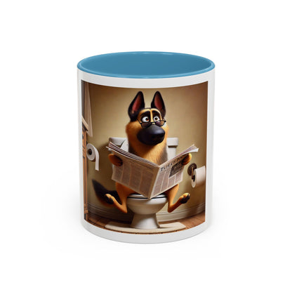 Funny German Shepherd Reading Newspaper Coffee Mug — Dog Lover Accent Mug