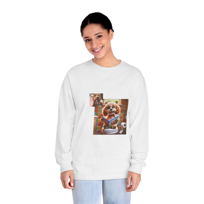 Custom Pet Toilet Throne Unisex Long Sleeve T-Shirt | Funny Pet Mom or Dad Gift for Cat and Dog Owners